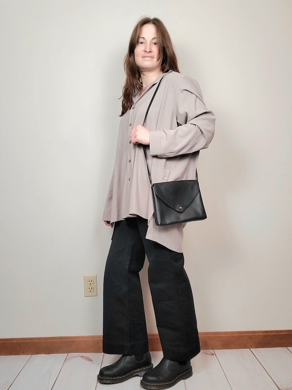 H&M Envelope Crossbody Bag Faux Leather Black